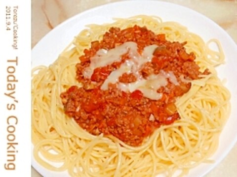 シンプルなミートソースパスタ！